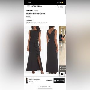 Black Formal Ruffle Front Gown